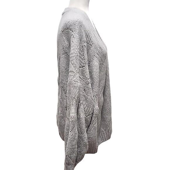 SO Elegant Wmn Open Front Gray Fox Heather Crop Cardigan Sweater Size 2X (NWT) - Picture 2 of 10